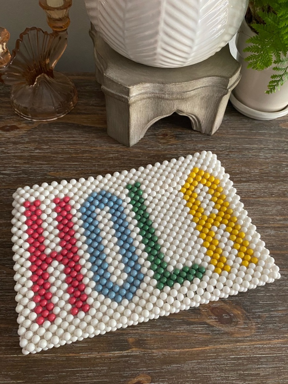 ‘
HOLA Beaded Wristlet Clutch Zip White Multicolor White Blue Green Yellow NWT